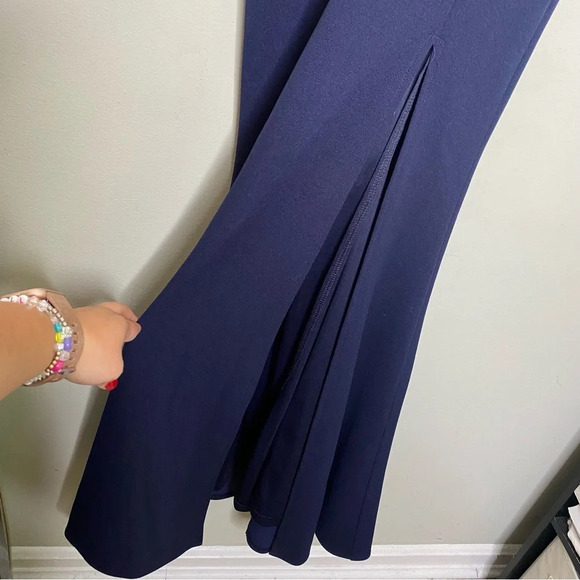 Lulus Navy Blue Crochet Lace Side Slit Leandra Maxi Dress Gown Size XS - Picture 8 of 12